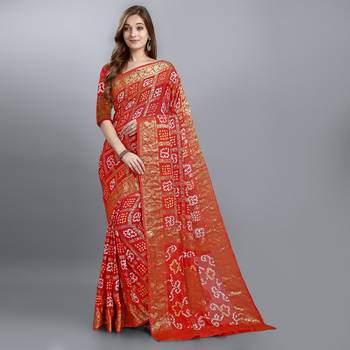 Red printed art silk sarees saree with blouse 1