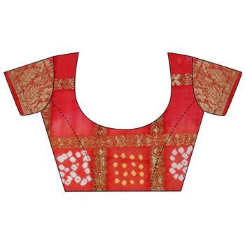 Red printed art silk sarees saree with blouse 5