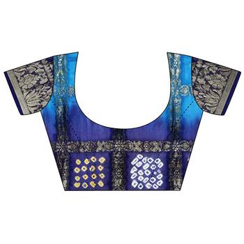 Blue printed art silk sarees saree with blouse 5