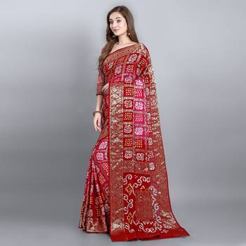Red printed art silk sarees saree with blouse 3