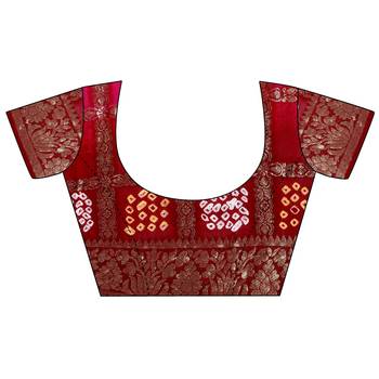 Red printed art silk sarees saree with blouse 5