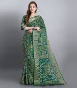 Green printed art silk sarees saree with blouse