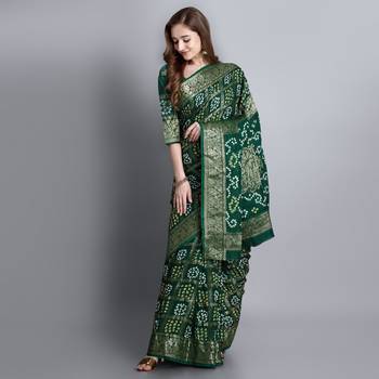 Green printed art silk sarees saree with blouse 2