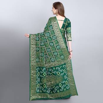 Green printed art silk sarees saree with blouse 4