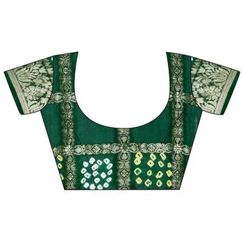 Green printed art silk sarees saree with blouse 5