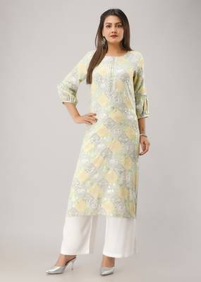 Green Colored Gota Work Rayon Kurta 1