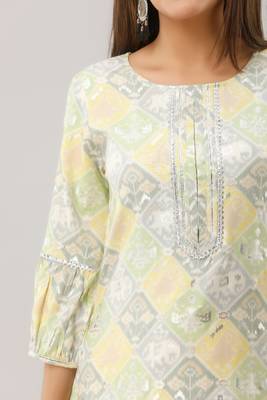 Green Colored Gota Work Rayon Kurta 2