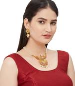 Red Stone Studded Pendant Necklace Sets