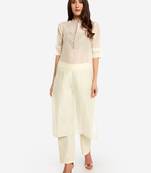Offwhite poly chanderi  chinese collared Party wear kurta with copper embroidery