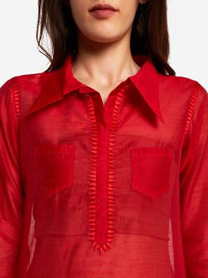 Red Temple embroidery Kurta with Trouser 5