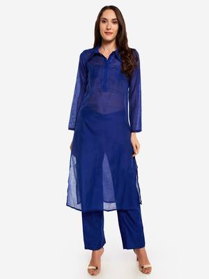 Royal BlueTemple embroidery Kurta with Trouser 1