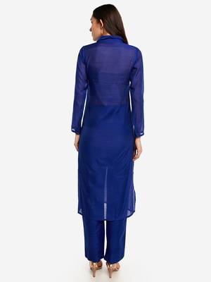 Royal BlueTemple embroidery Kurta with Trouser 3