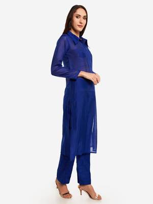 Royal BlueTemple embroidery Kurta with Trouser 4