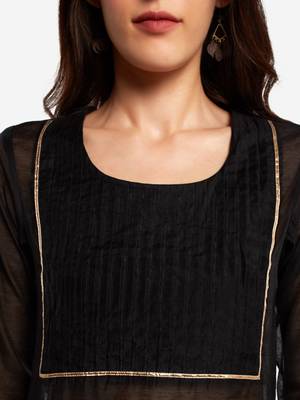 Black Chanderi Pleated Kurta with Trouser 5