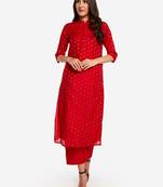 Red kurta with Trouser.