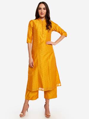 Ochre kurta with Trouser. 2