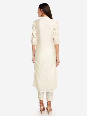 Off White kurta with Trouser. 3