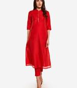 Red kurta with Trouser.