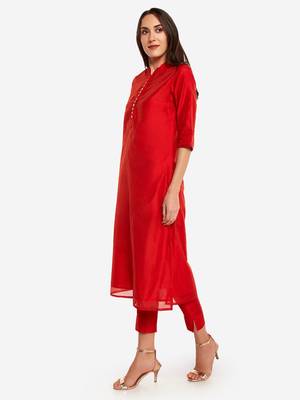Red kurta with Trouser. 4