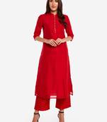 Red kurta with Trouser.