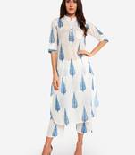 Off White Printed kurta with Trouser.