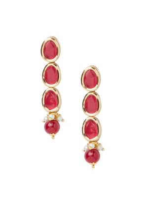 Red Kundan Maang Tikka Necklace Set for Women  3