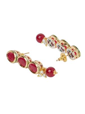 Red Kundan Maang Tikka Necklace Set for Women  4