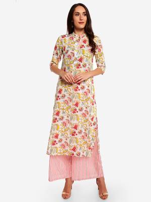 Muticolor kurta with pink strip Palazzo 2