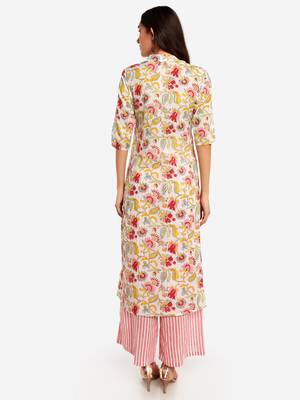 Muticolor kurta with pink strip Palazzo 3