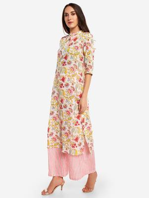 Muticolor kurta with pink strip Palazzo 4