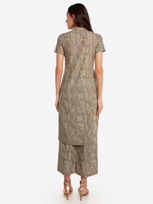 Beige Printed kurta with Trouser 3