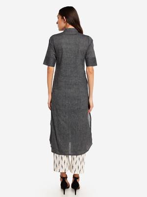 Black kurta with Off White Printed Trouser 3