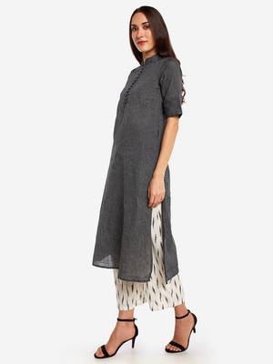 Black kurta with Off White Printed Trouser 4