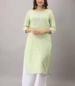 Green Colored Foil Print Rayon Kurta