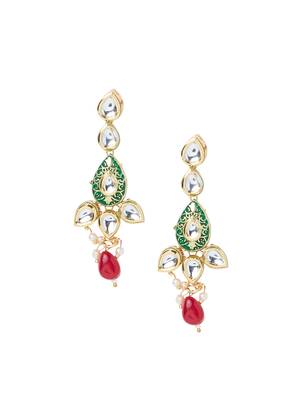 Red And Green Bead Kundan Necklace Sets 3