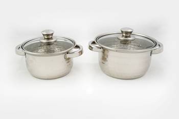 Kitchen krafts 2pcs Hammered Dutch oven set with glass lid, induction compatiable, cook and serve 1