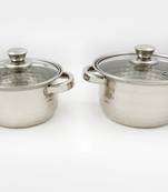 Kitchen krafts 2pcs Hammered Dutch oven set with glass lid, induction compatiable, cook and serve