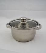 Kitchen krafts 1pc Hammered Dutch oven - 16 cm with glass lid, induction compatiable, cook and serve