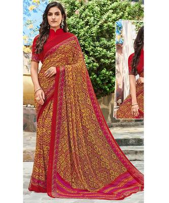 multicolor printed georgette saree with blouse 1