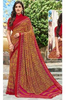 multicolor printed georgette saree with blouse