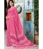 pink printed georgette saree with blouse