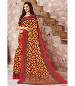 yellow printed georgette saree with blouse