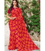 pink printed georgette saree with blouse