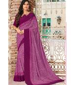 purple printed georgette saree with blouse
