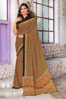 multicolor printed georgette saree with blouse