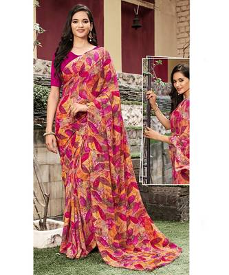multicolor printed georgette saree with blouse 1