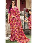 multicolor printed georgette saree with blouse