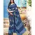 blue printed georgette saree with blouse