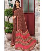 maroon printed georgette saree with blouse