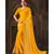 yellow printed georgette saree with blouse